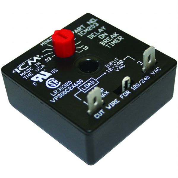 ICM Controls ICM203B Delay On Break Timer Adjustable 10-Minutes