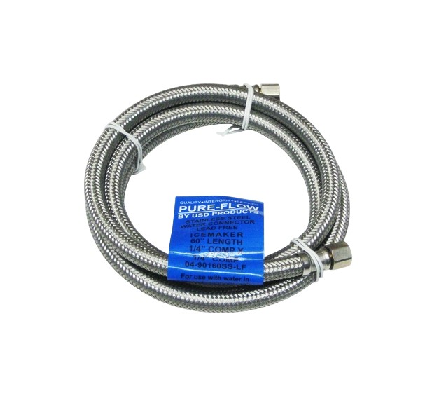USD Products 04-90160SS-LF Refrigerator Icemaker Supply Line 60