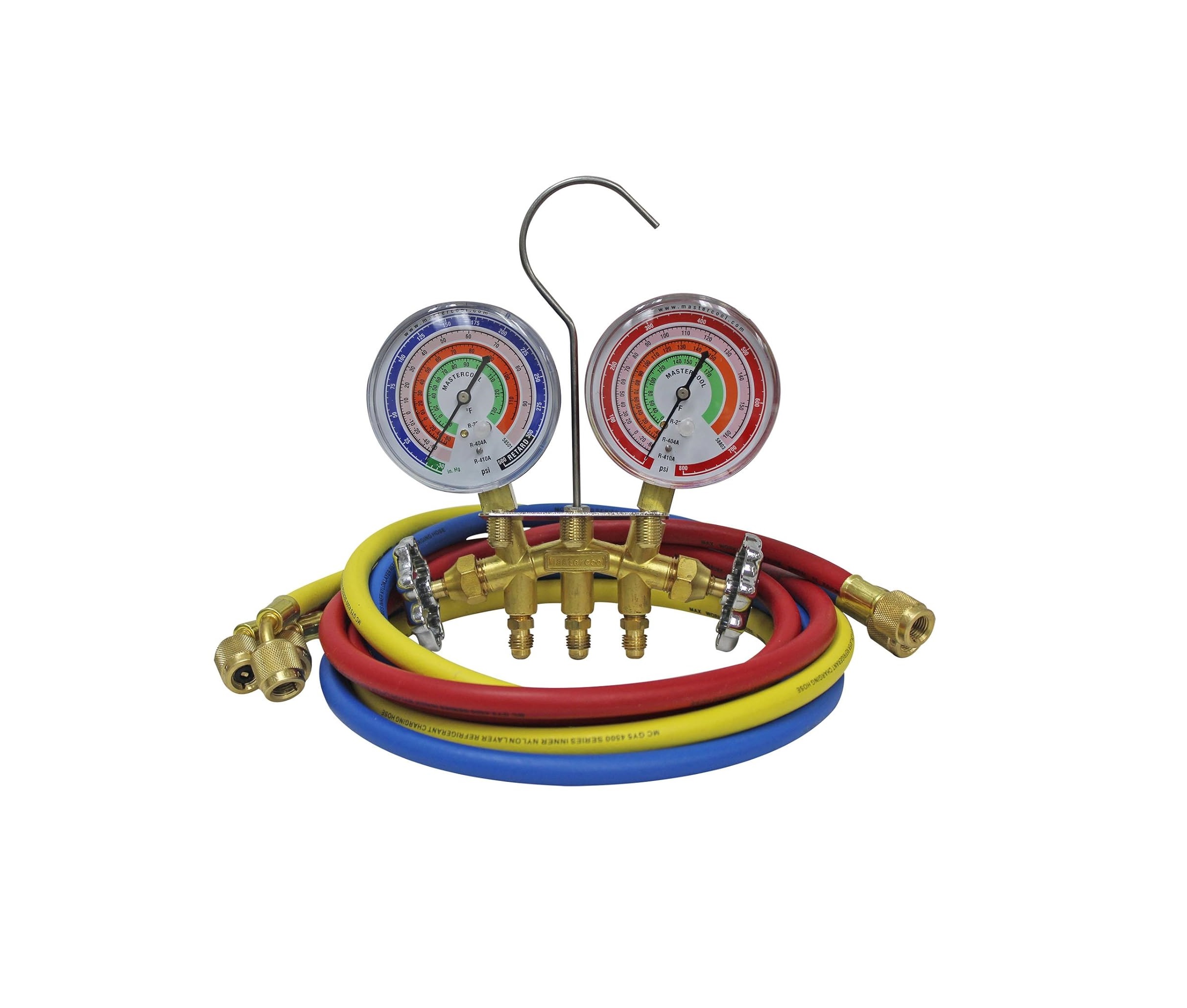 Mastercool 59161 2-Way Brass Manifold Gauge Set R410A
