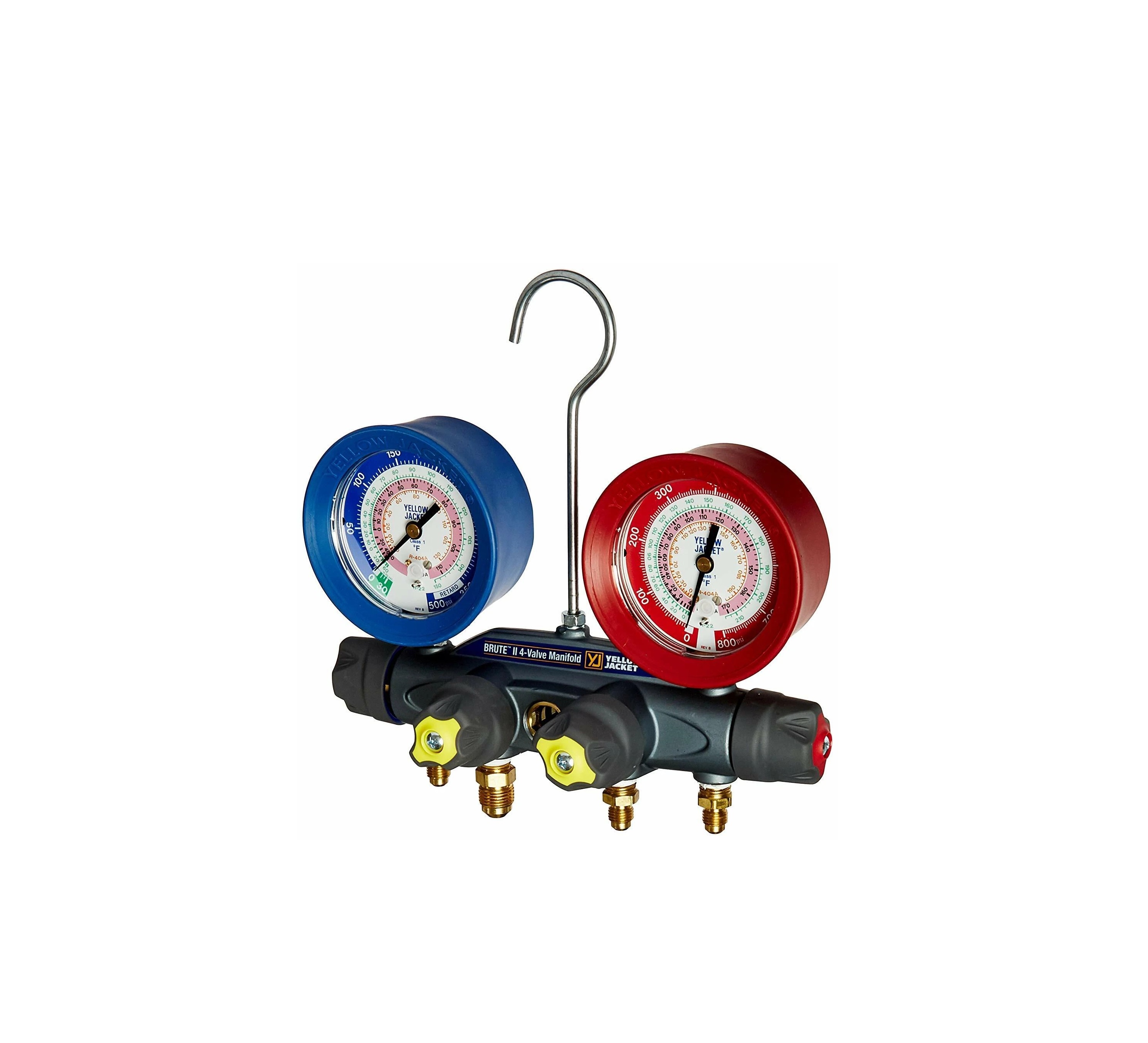 Ritchie Yellow Jacket 46010 4-Valve Manifold W/ 3-1/8" Gauges