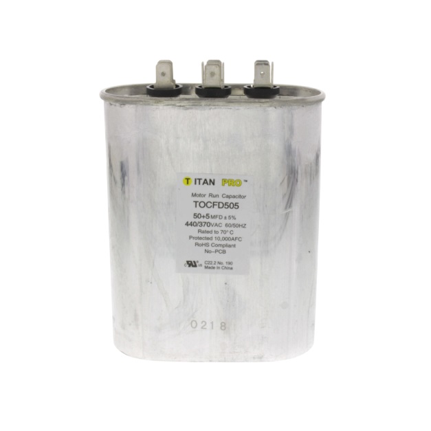 Packard TOCFD505 Oval Run Capacitor 50+5 MFD 440/370 Volts